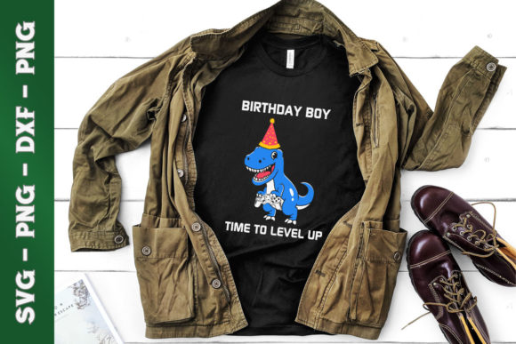 Birthday Boy Dinosaur Time to Level Up Graphics