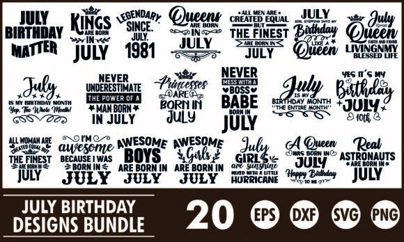 July Birthday SVG Design Bundle T Shirt
