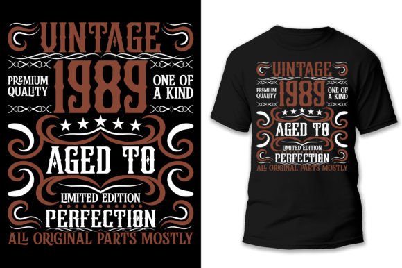 Vintage Birthday Typography Graphics and T-Shirt Designs